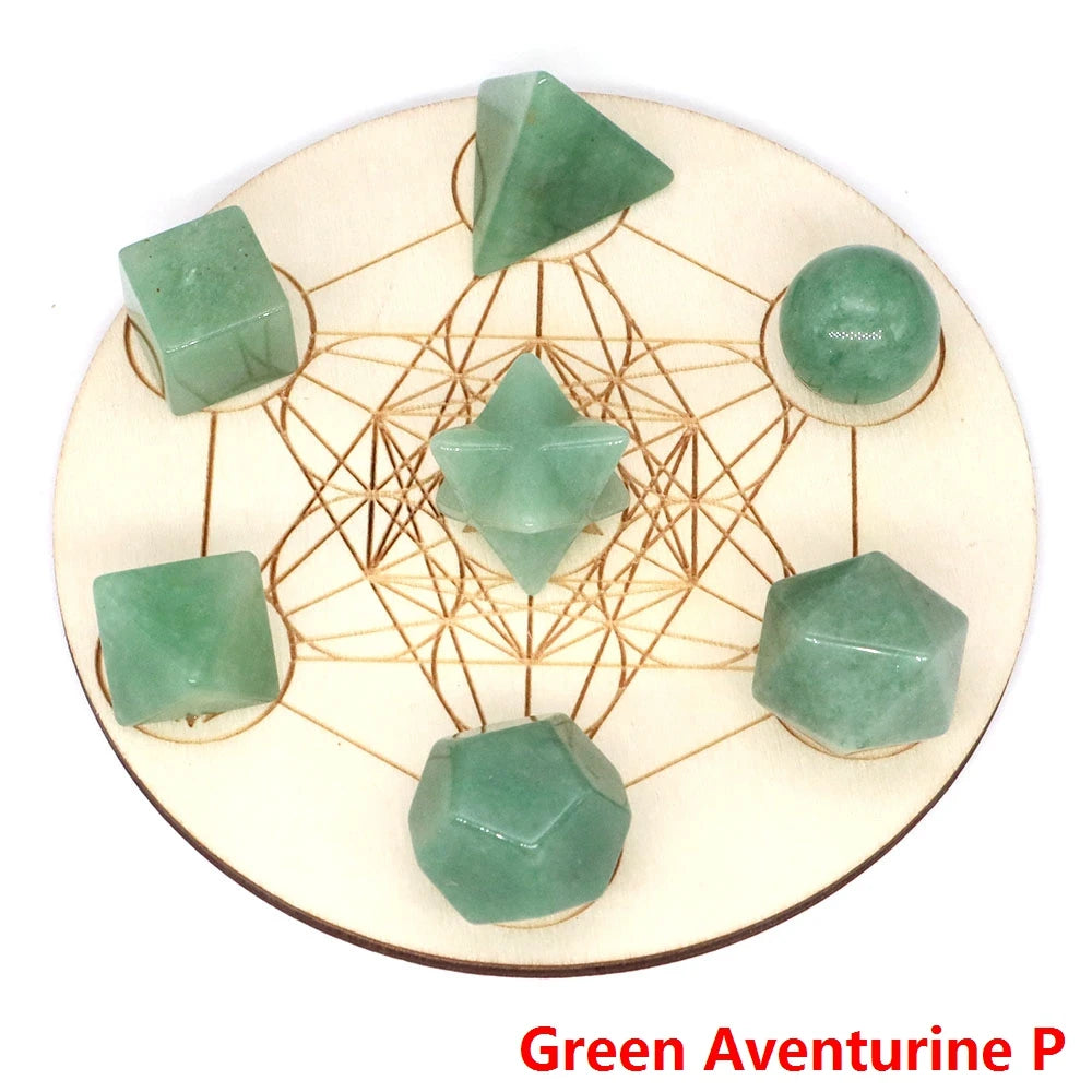 7Pcs/Set Platonic Crystal Solid Geometry Stone for Reiki Healing Chakra Gemstone Balancing Lucky Geometric Polyhedron Home Decor