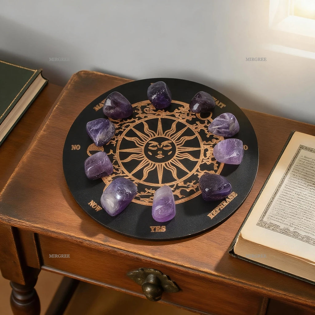9/12pcs Amethyst and Crystal Pendulum Set with Divination Board - Perfect for Meditation and Divination