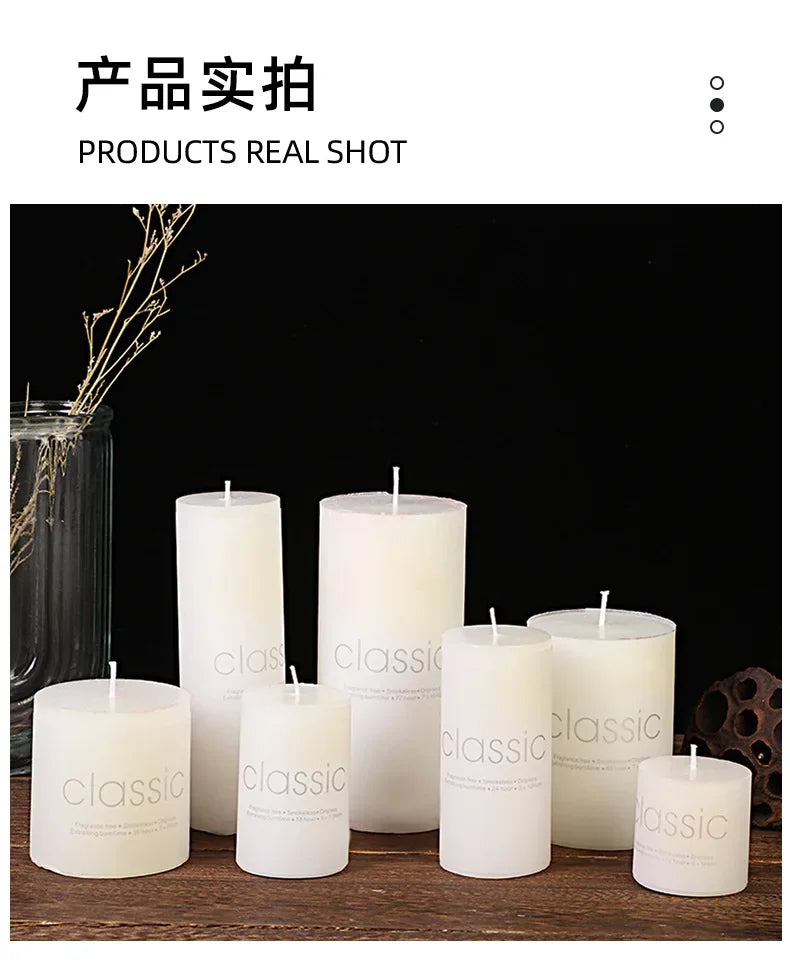 Classic European Ivory White Large Cylinder Candle Smokeless Tasteless Romantic Wedding Hotel Decoration Candle Holiday Supplies