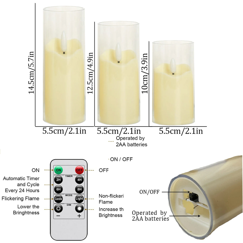 6-180PCS  Led Flameless Artificial Candles Acrylic Cup Led Candles Battery Operated Candle for Wedding Concert Activities Decor