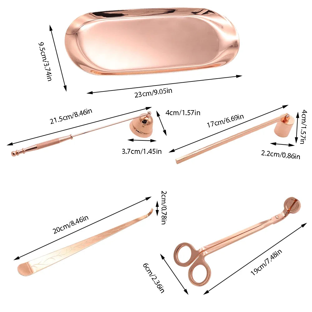 5-1 Candle Care Kit Stainless Steel Candle Wick Trimmer Snuffer Candle Differ Tray Scented Accessories Home Tools DIY Gifts