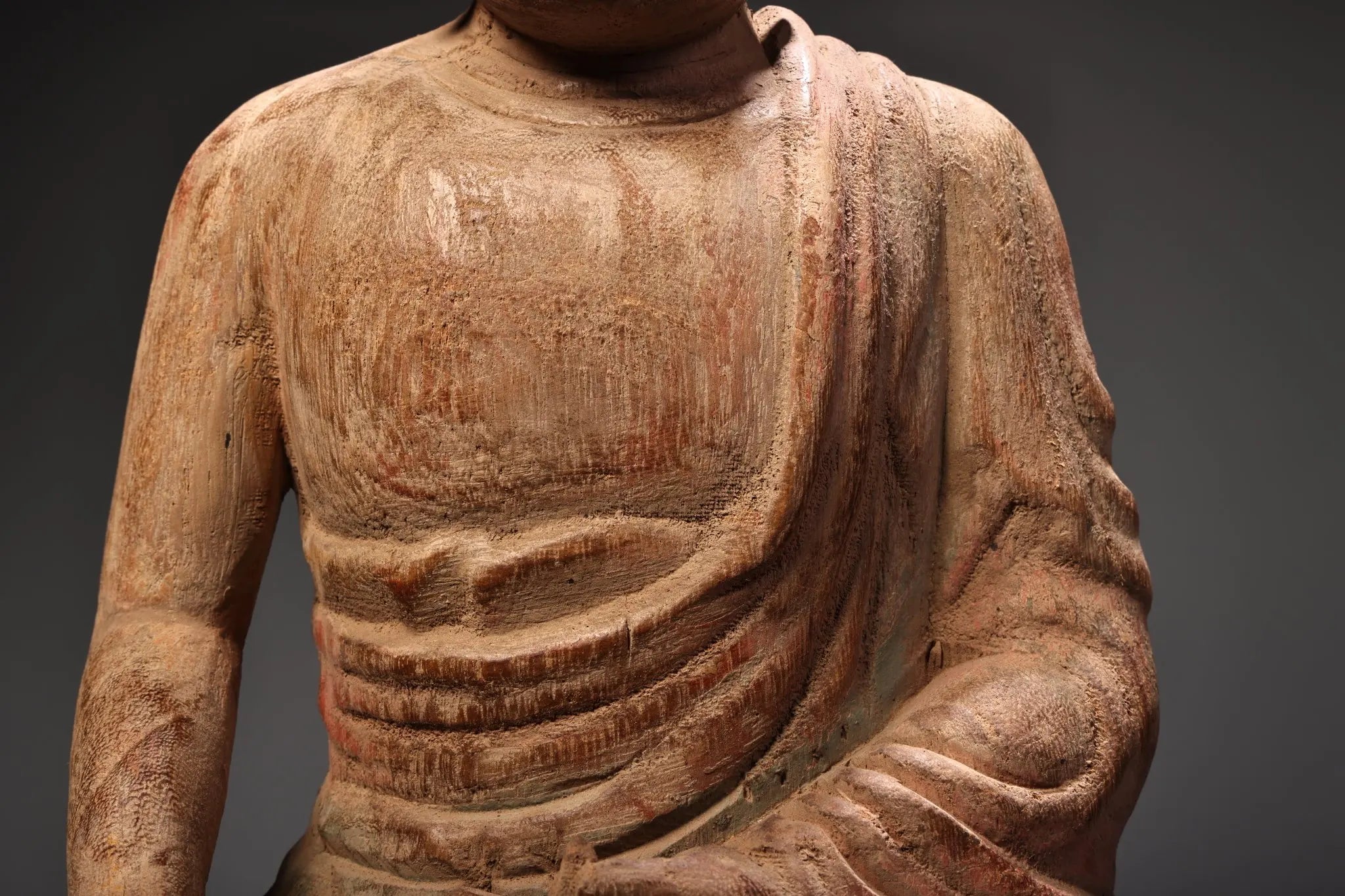 14"Old Wood Carving Painted Da Ri Tathagata Buddha Shakyamuni sitting Buddha Amitabha Worship Hall Town house