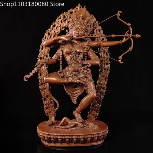 27cm Red Copper carving Kurukulle Buddha statue Nepal Tibet Buddhism Red Tara goddess statue Large sculpture