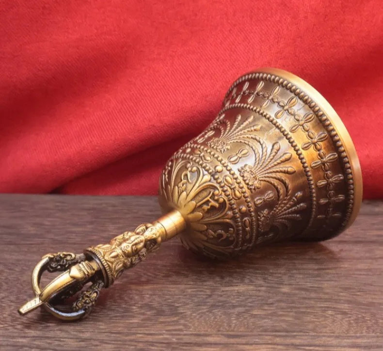 Tibetan Vajra Bell Brass Three Strand Chime Bell Zen Temples Buddhist Handheld Wind Chimes Portable Meditation Decoration Bells