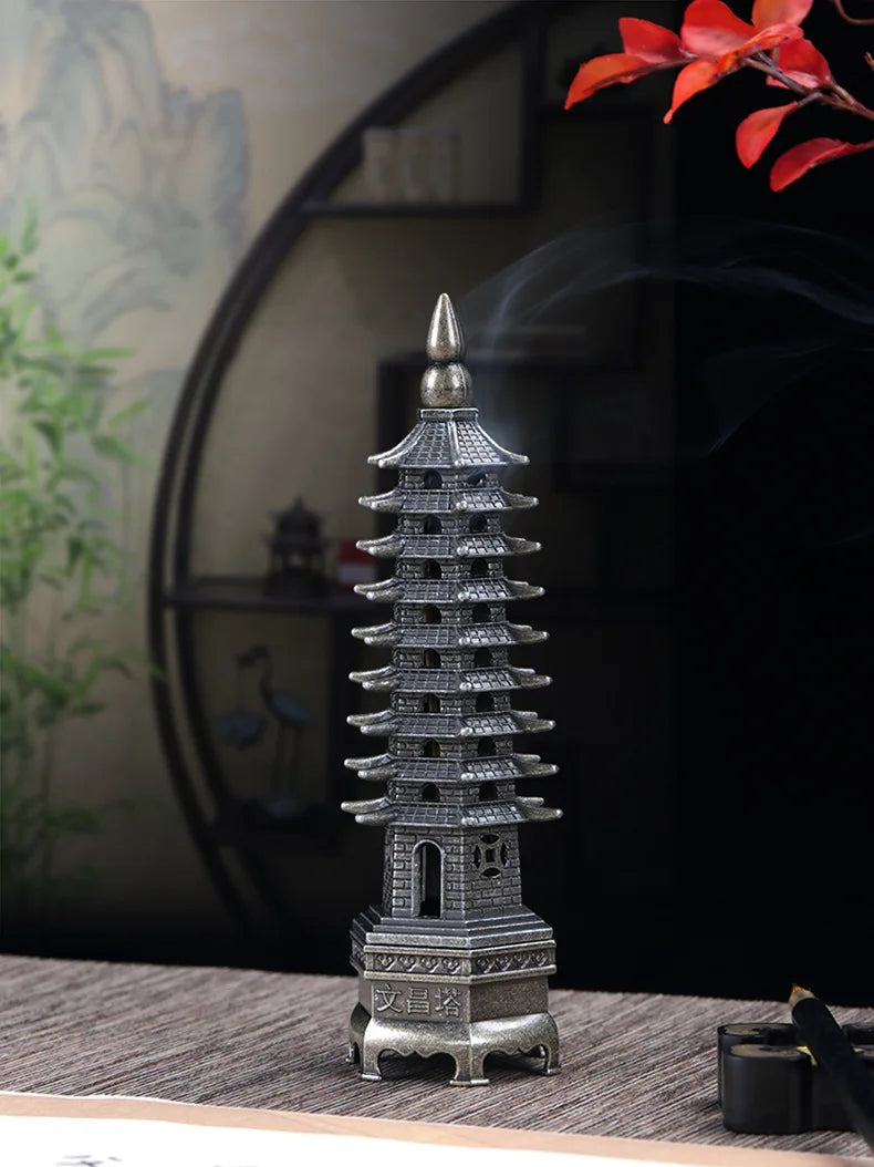 Chinese Pagoda Vertical Incense Burner Home Decor Sandalwood Burner 10.5cm Line Incense Stick Holder Incense Ornaments Tea Room