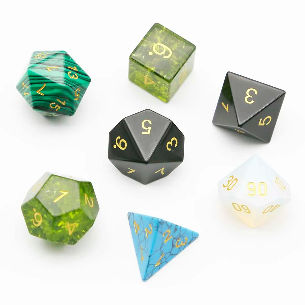 Fashion Natural Stone Hand Carved Polyhedral Dice Sets Healing Crystal Dungeon Dragons Table Board Roll Playing Games Craft Gift
