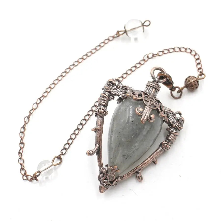 Big Natural Stone Pendant Crystal Pendulums Divination Black Obsidian Amethysts Lapis Pink Quartz  Reiki Spiritual Pendulo X210