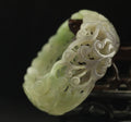 China natural hetian green jade hand carved flower bracelet bangle d