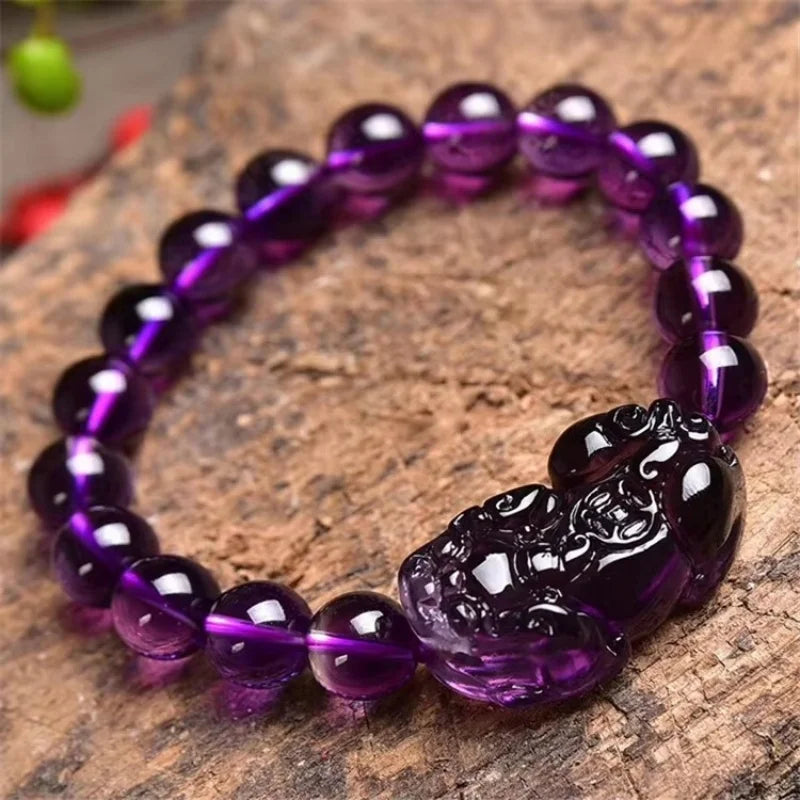 Super Natural Ice Transparent Amethyst Bracelet Beads Men Aid Academic Business Bracelets String Jewelr Accessories