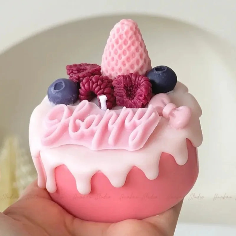 Simulated cream cake candles Strawberry chocolate cherry macaron scented candle lovely birthday gift velas navideñas decorativas