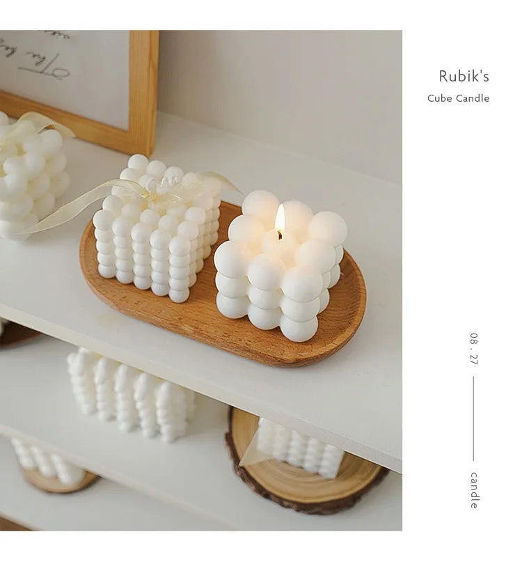3D Bubble Cube Scented Candle Home Decoration Handmade Candles Wedding Birthday Candles Room Decor Props for Photos  Ins Style