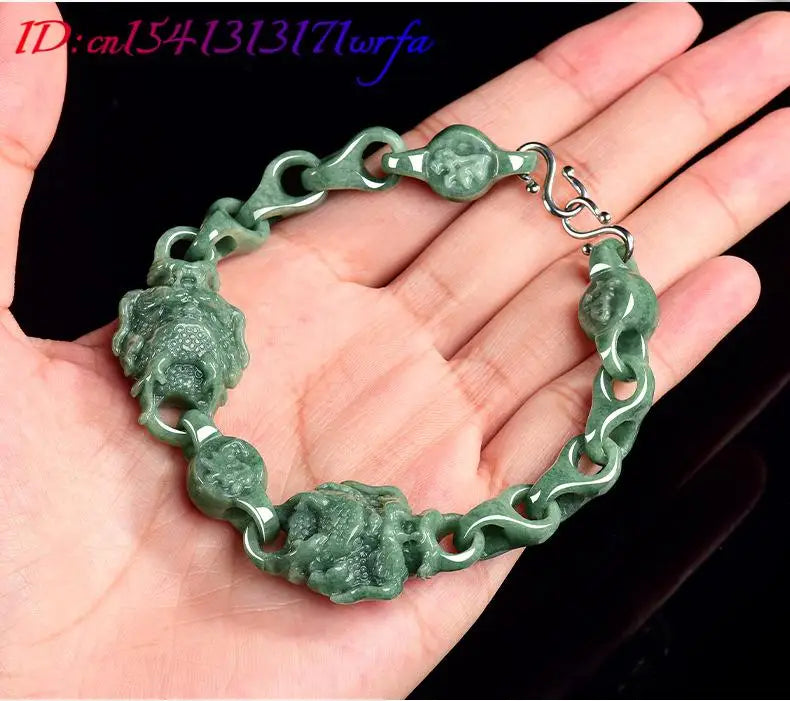 Green Myanmar Jadeite Dragon Bracelet Talismans Gifts for Women Bangle Natural Jade Real Jewelry Luxury Amulet Designer Fashion