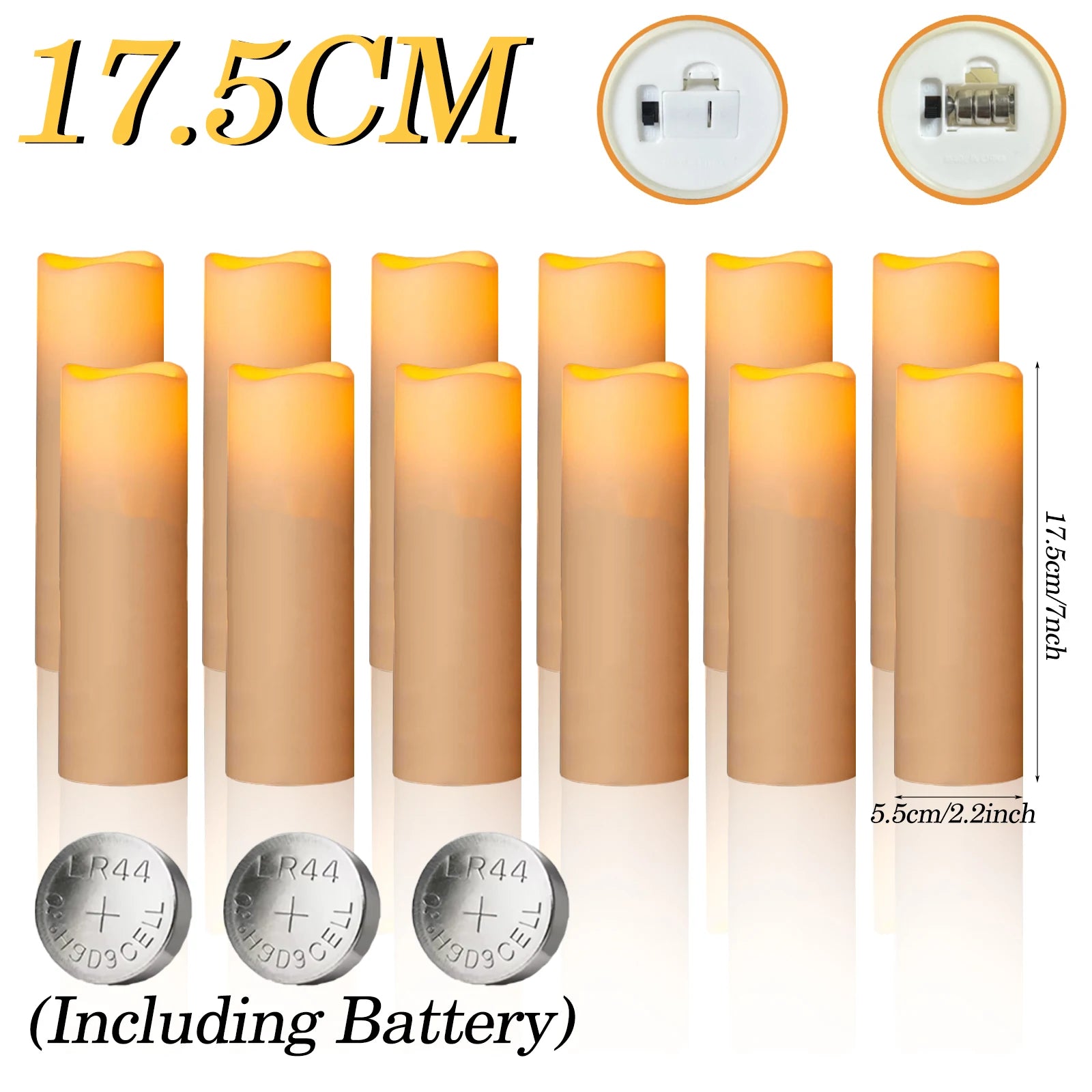 180-9Pcs Artificial Candles LED Flameless Candles for Wedding Led Candle Pillar Candles Flickering Candle for Decorative Concert