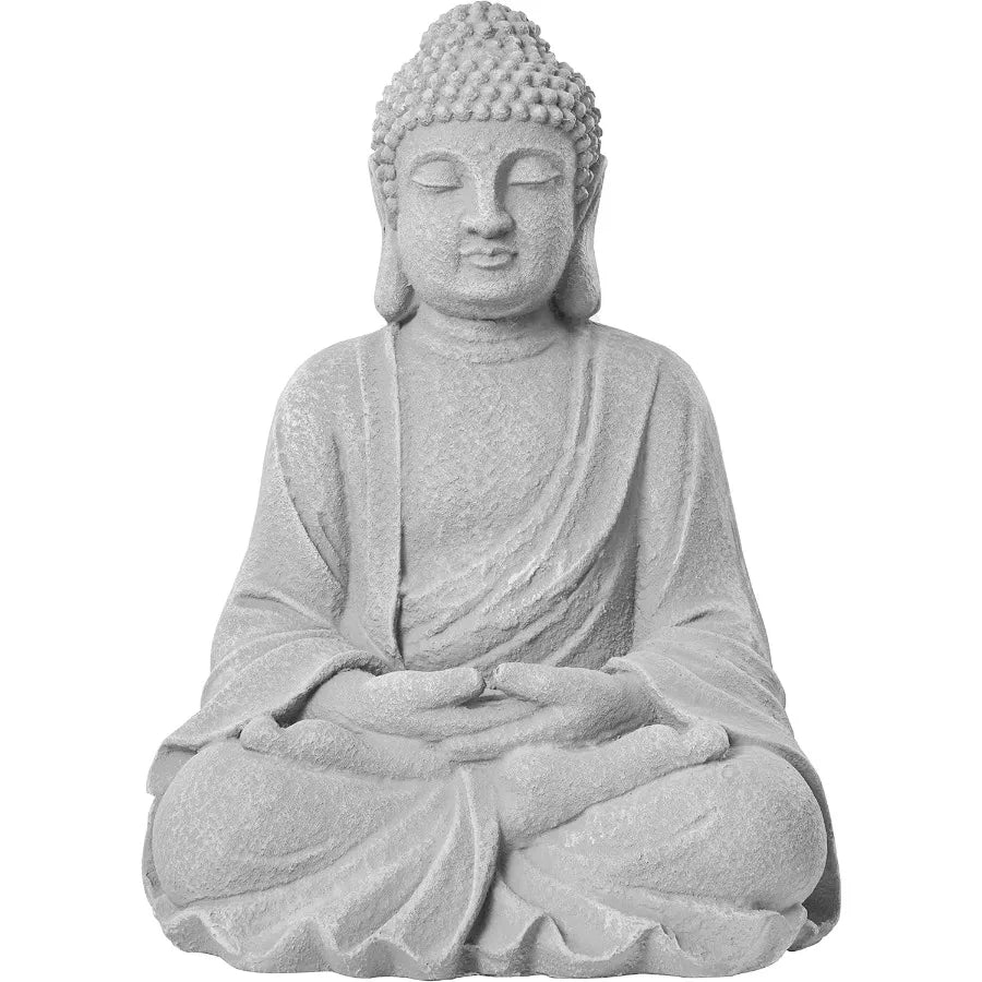 Zen Garden Asian Buddha Statue Outdoor Indoor Yard Decor 20 High Patio Deck Sculptures Magnesium Oxide Stone Grey Home Entryway