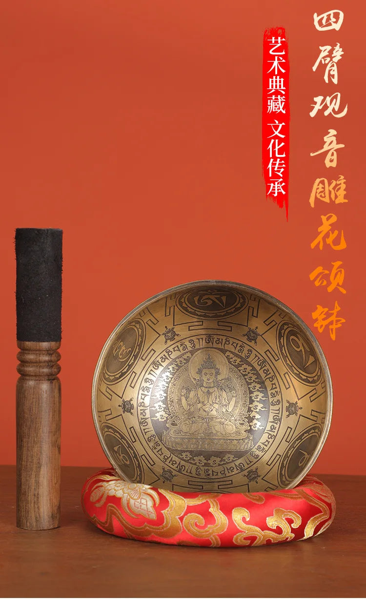 Nepal Handmade Tibetan Bowl Yoga Sound Healing Brass Tibetan Singing Bowls Professional Meditation Bowl Instruments Mindfulness