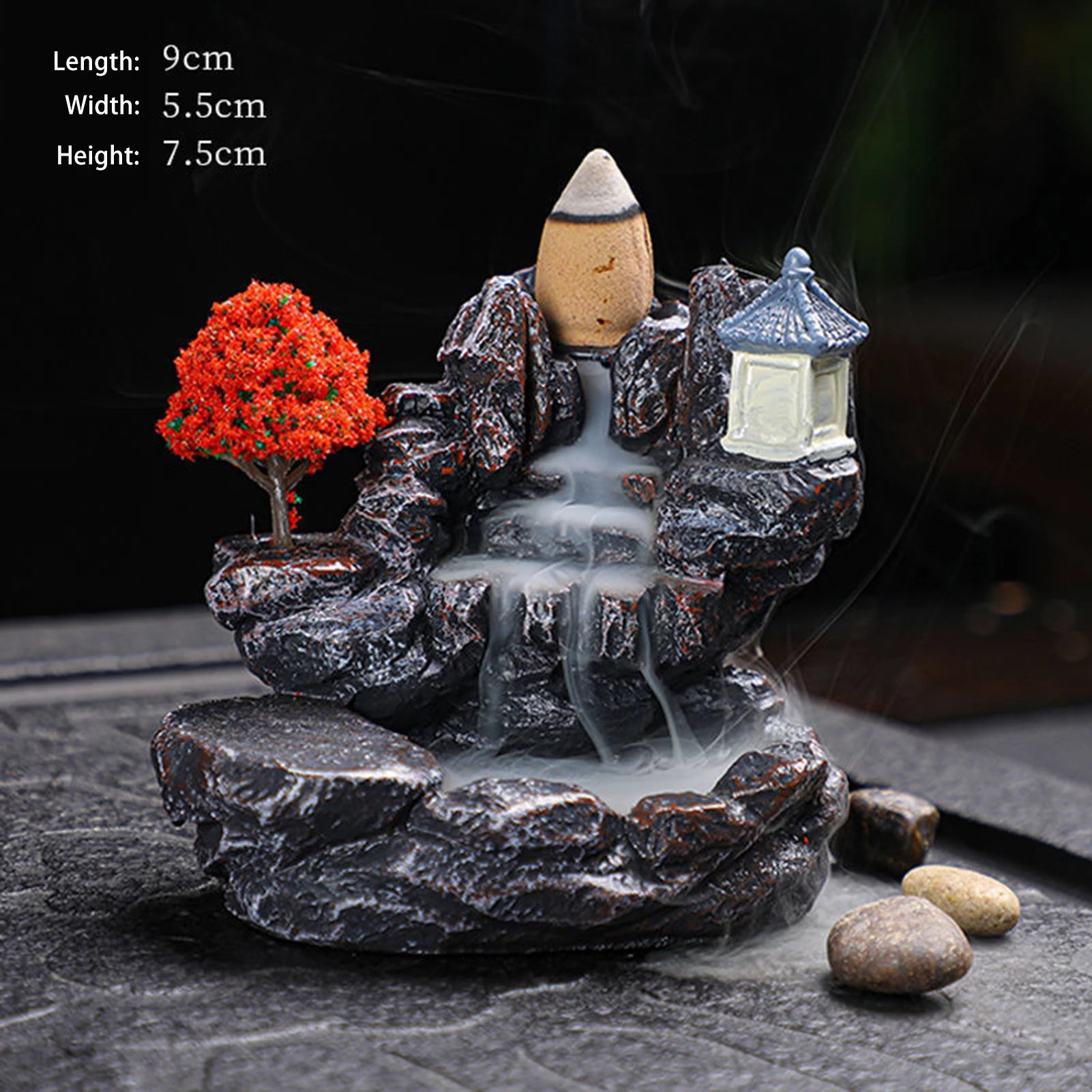 Creative Backflow Incense Holder Resin High Mountain Waterfall Incense Cones Burner Aromatherapy Ornament Zen Home Decoration