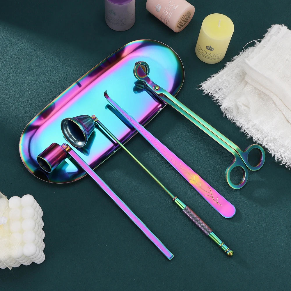 5-1 Candle Care Kit Stainless Steel Candle Wick Trimmer Snuffer Candle Differ Tray Scented Accessories Home Tools DIY Gifts