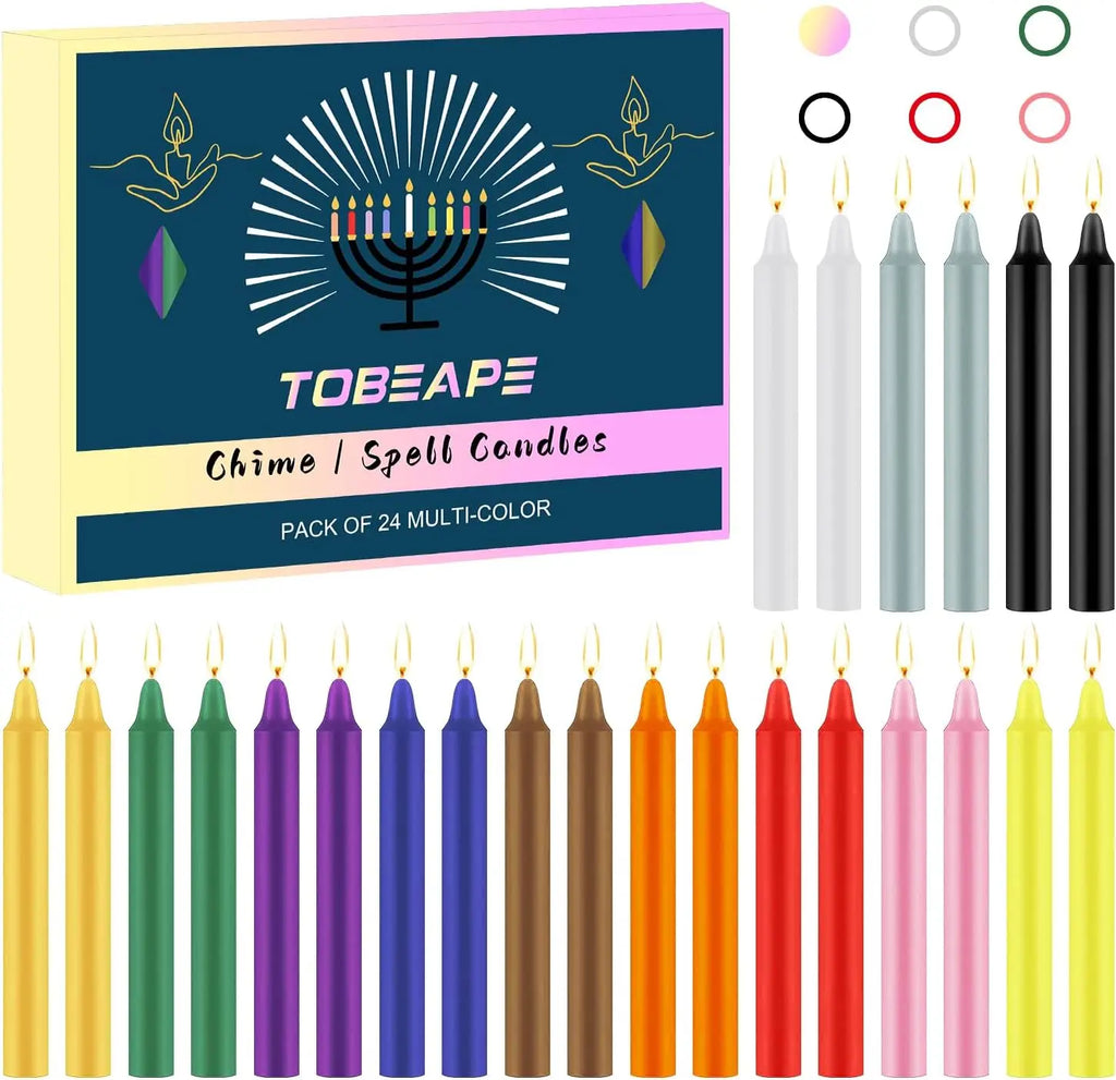 24 Pieces of 4英寸 Colorfuled Waxs, Drip-Free, Smoke-Free, Fragrance-Free, Home Dinner Candles, Hand-Pulled, High-Quality, Suitable for Church, Family, Wedding, Party, Seasonal Celebrations, Emergency Situations and Home De