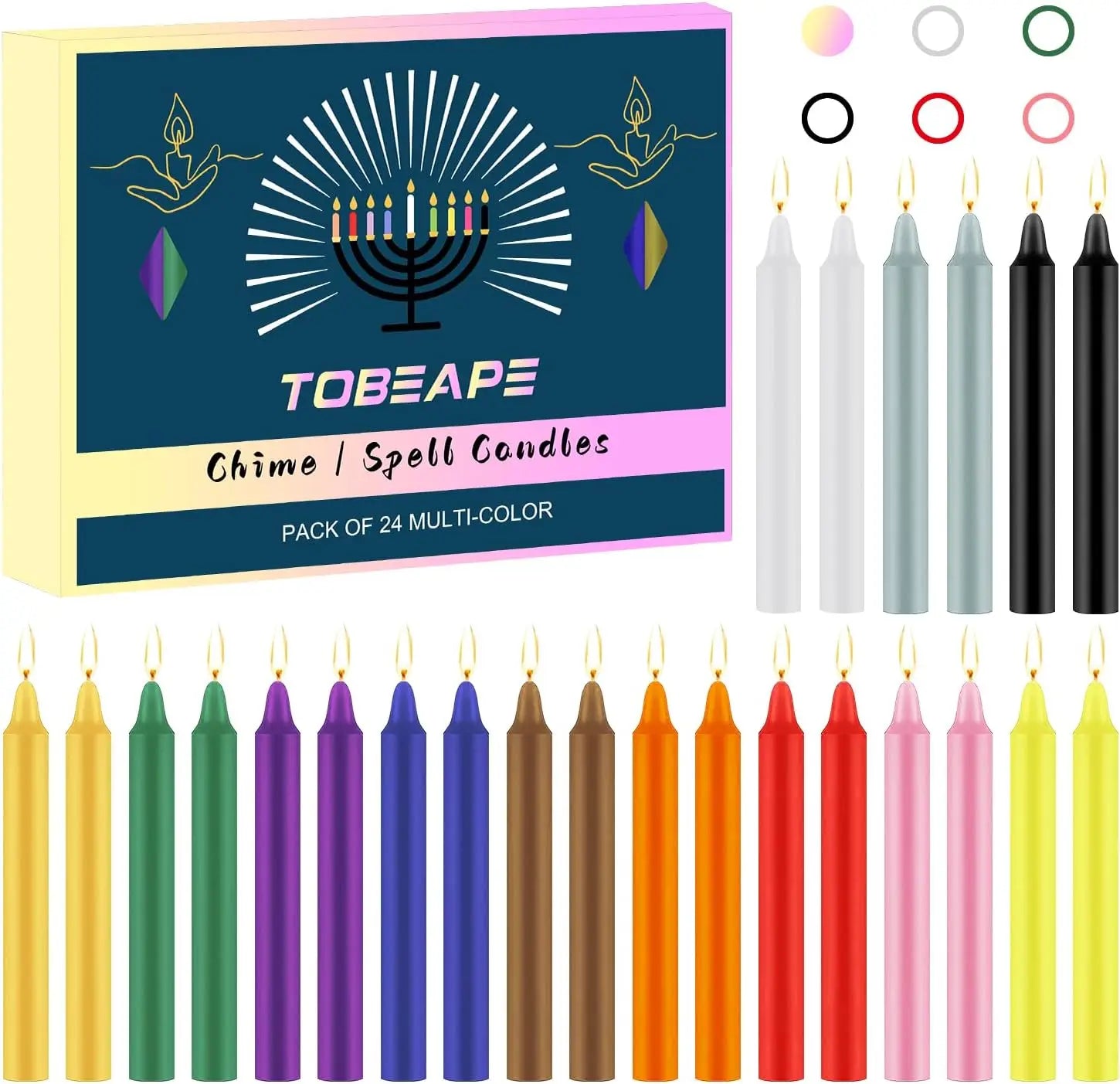 24 Pieces of 4英寸 Colorfuled Waxs, Drip-Free, Smoke-Free, Fragrance-Free, Home Dinner Candles, Hand-Pulled, High-Quality, Suitable for Church, Family, Wedding, Party, Seasonal Celebrations, Emergency Situations and Home De