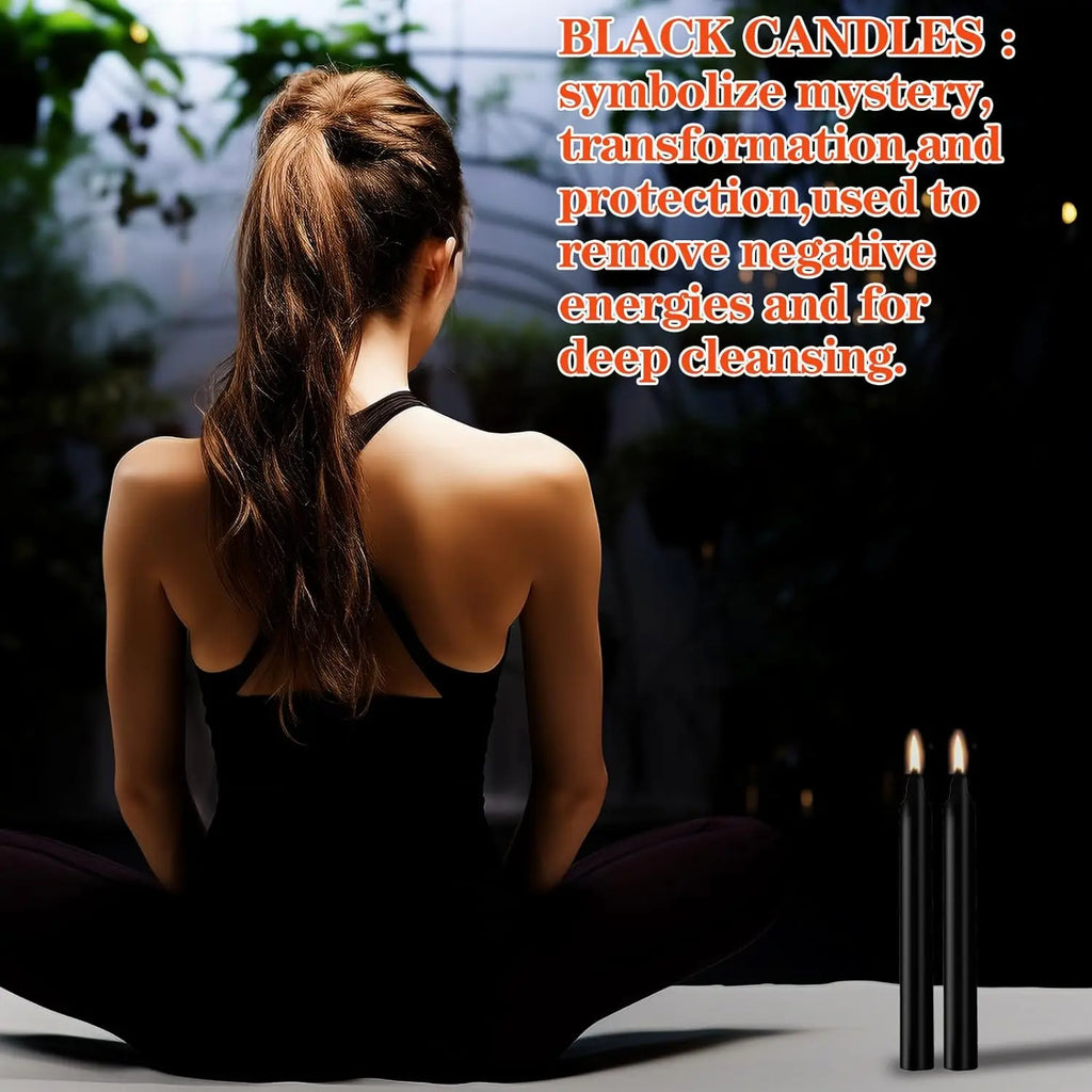 24 Pcs 4* 0.5in (10.2*1.2cm) Black Small Rod Wax, Drip-Free, Smoke-Free and Fragrance-Free Household Dinner Candles, Hand-Pulled, High-Quality, Suitable for All Places, Various Holidays.