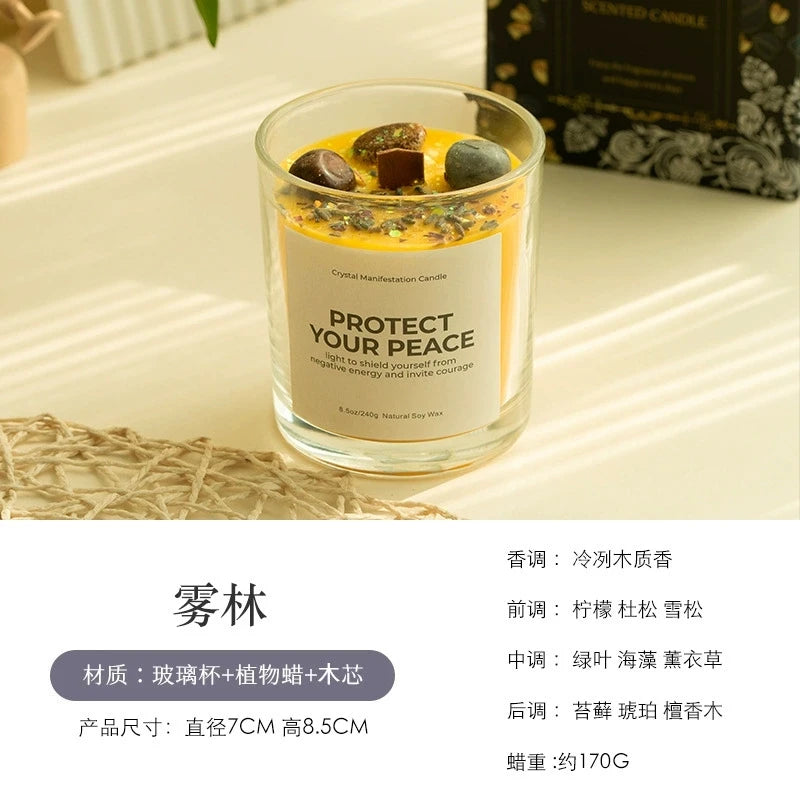 1 pc Crystal-Cut Glass Candle Romantic Soy Wax Scented Gift for Birthday & Home Decor, Luxury Guest Present