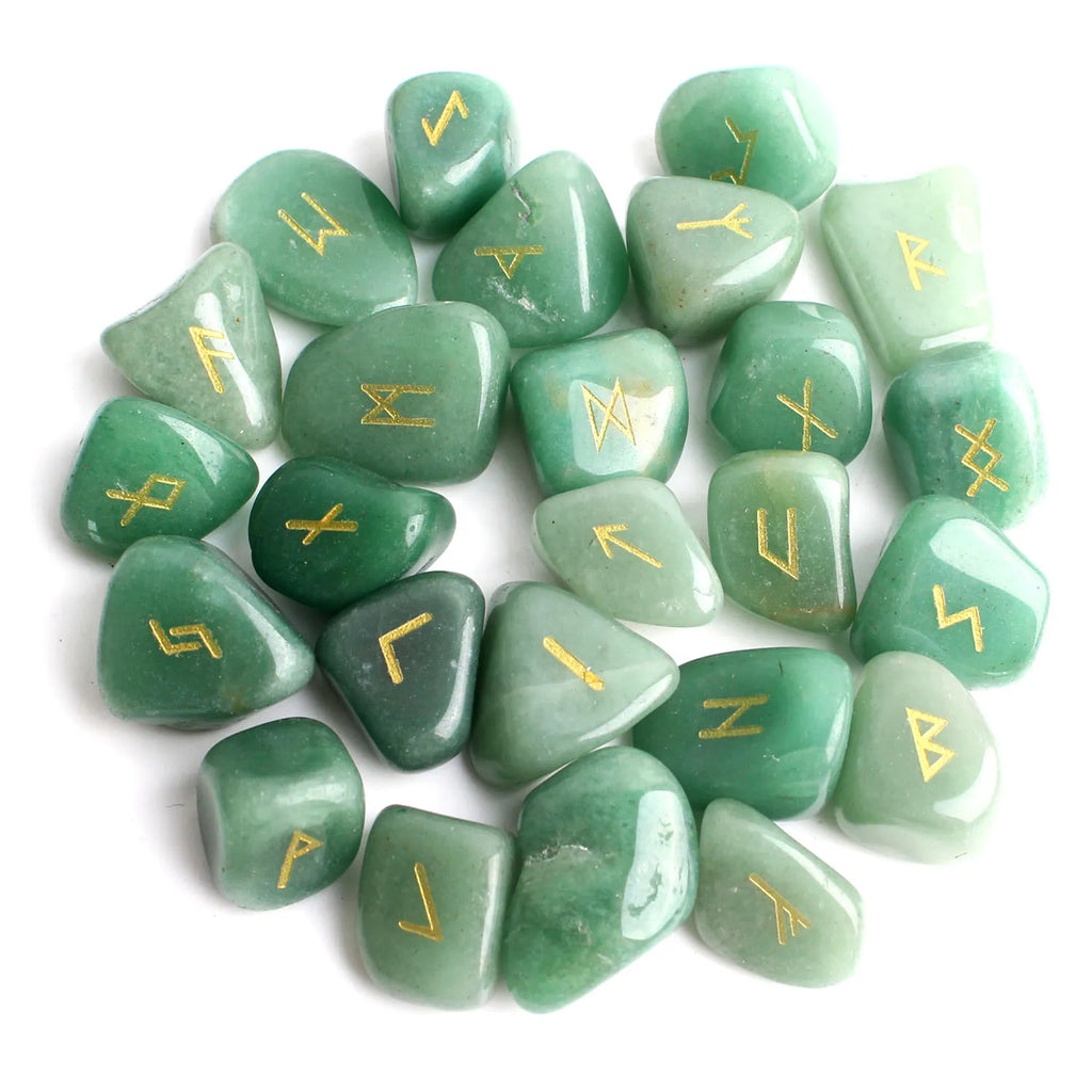 Natural Crystal Rune Stones Set 25pcs Quartz Agate Crystal Stone Witches Reiki Healing Energy Rune Letter Crystal Carving Crafts