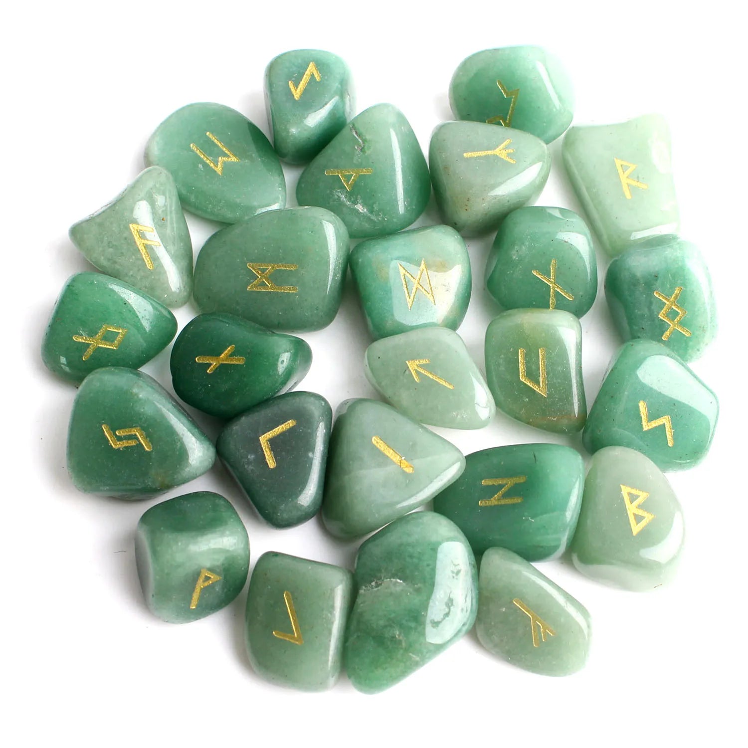 Natural Crystal Rune Stones Set 25pcs Quartz Agate Crystal Stone Witches Reiki Healing Energy Rune Letter Crystal Carving Crafts