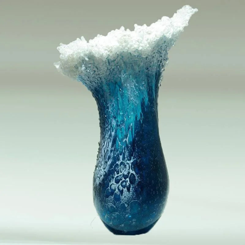 2025 New Wave Vase Handmade Artwork Modern Minimalist Ocean Blue Home Decoration