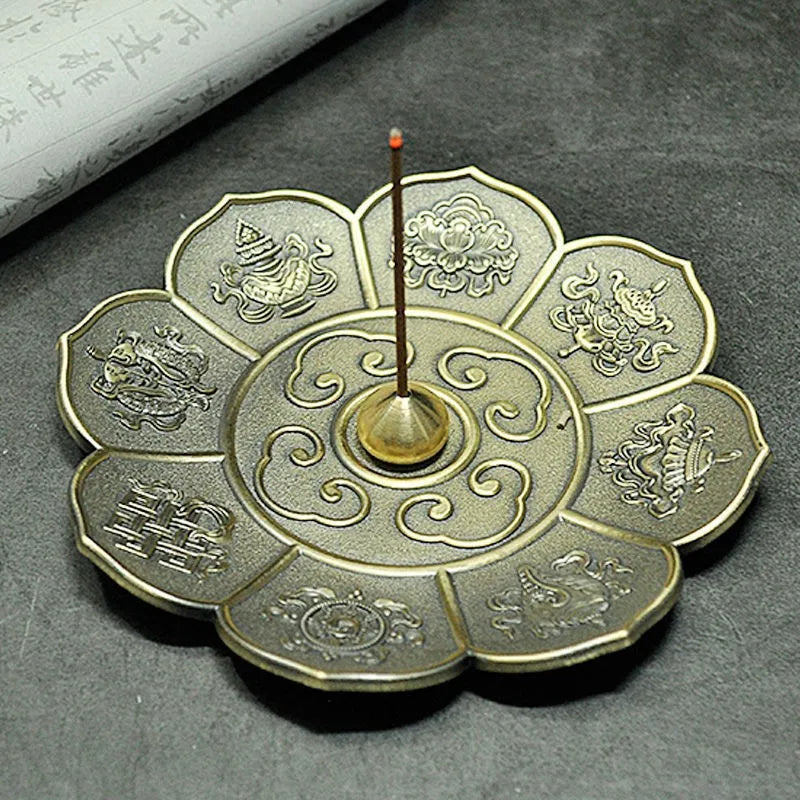 Dragon and Phoenix Bronze Incense Tray Twelve Zodiac Antique Thread Incense Holder Coil Incense Burner Indoor Sandalwood Stove