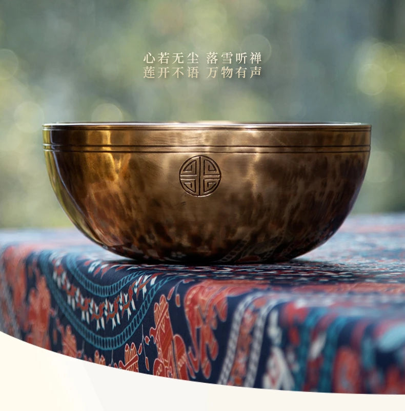 Thick Wall Full Moon Bowl Handmade Nepal Singing Bowl Yoga Meditation Professional Brass Tibetan Bowls Percussion Instruments