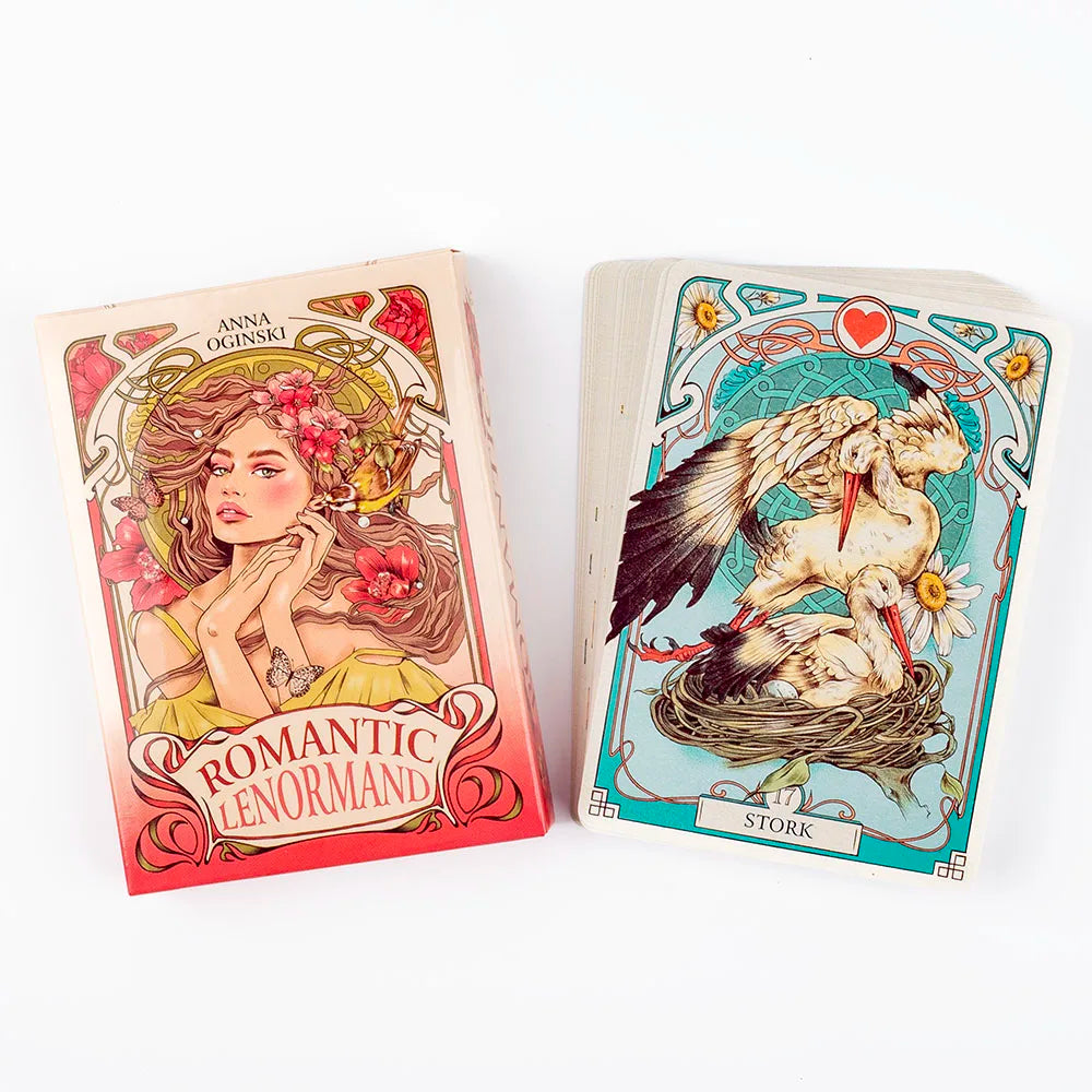 Romantic Lenormand Oracle Cards  37 Pcs Deck 10.2x7.2cm English Vision Art Nouveau Floral Motifs for Party Board  Playing Games