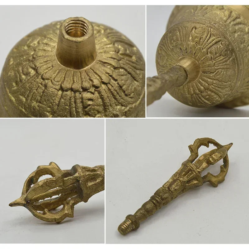 brass ritual bells Tibetan buddhist bells for Divination Wicca FengShui Loud Call Meditation Hand Bell  Prayer Alarm copper