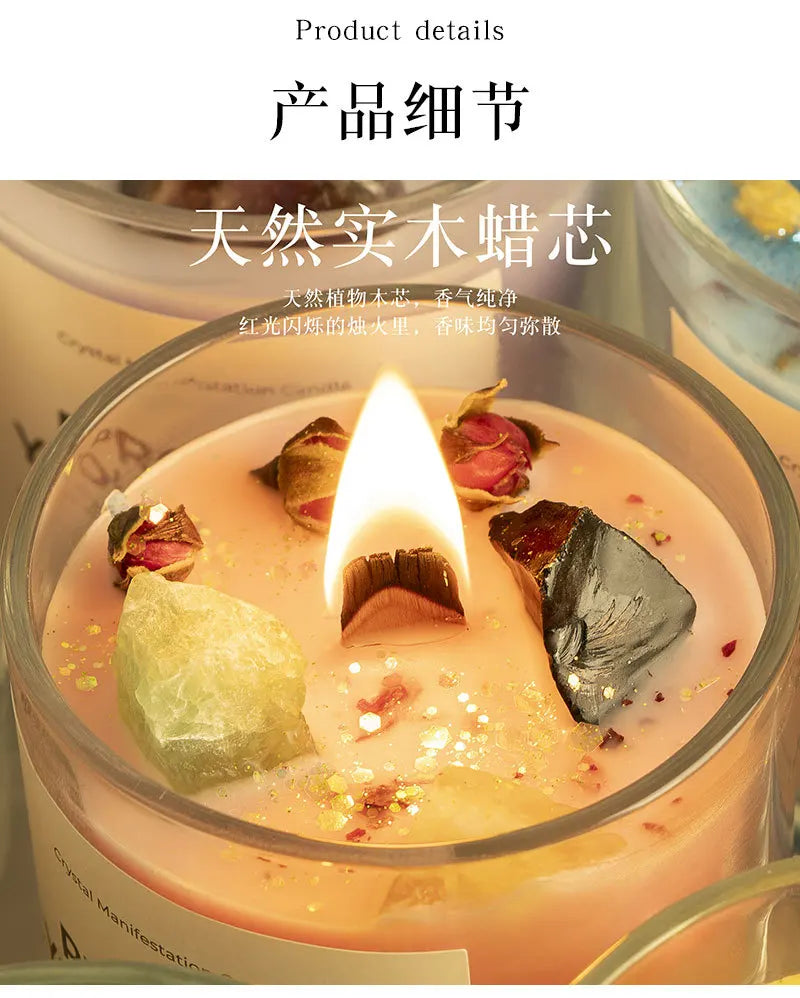 1 pc Crystal-Cut Glass Candle Romantic Soy Wax Scented Gift for Birthday & Home Decor, Luxury Guest Present