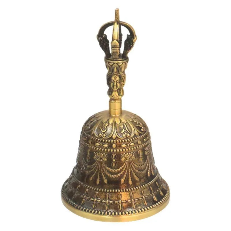 Tibetan Vajra Bell Brass Three Strand Chime Bell Zen Temples Buddhist Handheld Wind Chimes Portable Meditation Decoration Bells