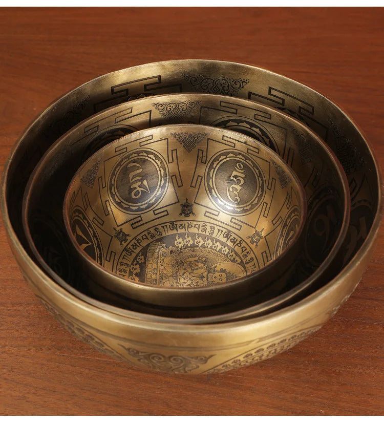 Nepal Handmade Tibetan Bowl Yoga Sound Healing Brass Tibetan Singing Bowls Professional Meditation Bowl Instruments Mindfulness