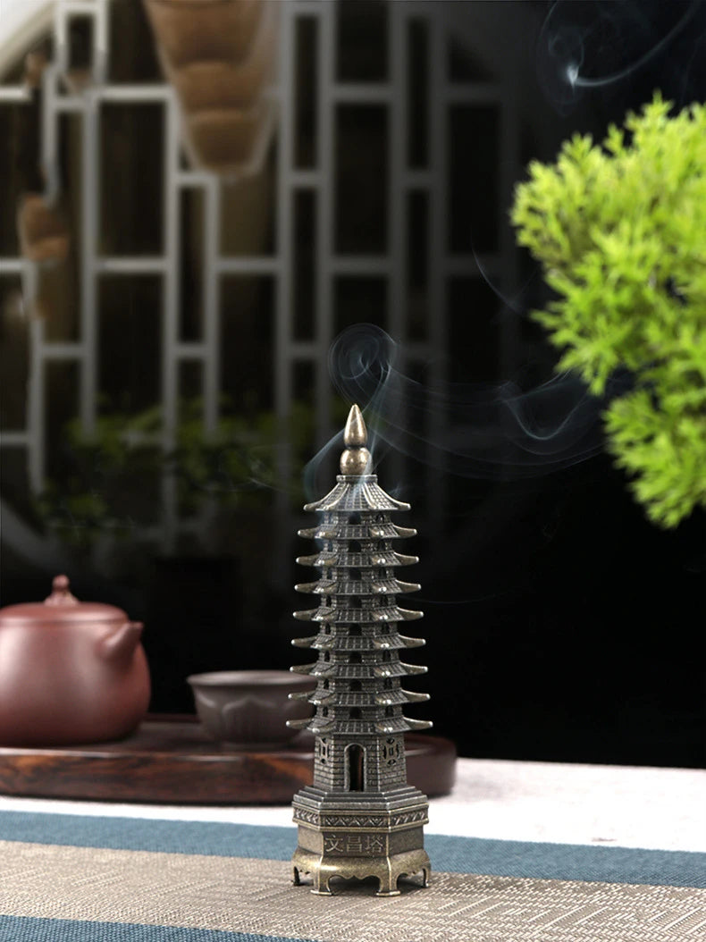 Chinese Pagoda Vertical Incense Burner Home Decor Sandalwood Burner 10.5cm Line Incense Stick Holder Incense Ornaments Tea Room