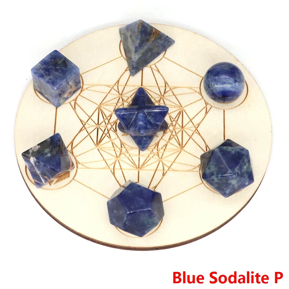 7Pcs/Set Platonic Crystal Solid Geometry Stone for Reiki Healing Chakra Gemstone Balancing Lucky Geometric Polyhedron Home Decor