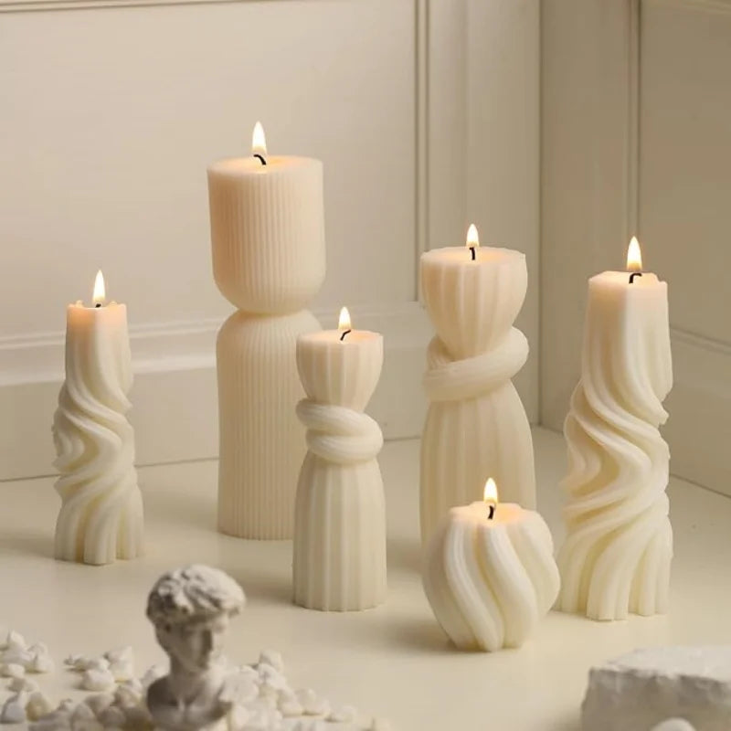 Aromatherapy candles, large pillar ribbed decorative candles, soy wax, suitable for gifts, room shelves, home ribbed decoration