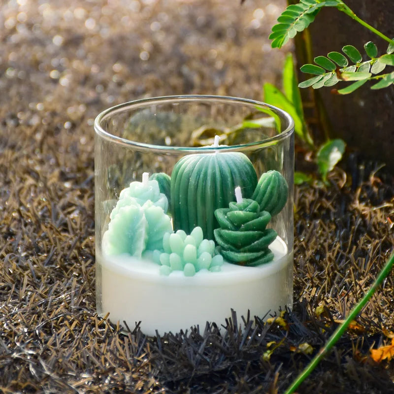 Succulent Cactus Candle | Aromatherapy Succulent Candle | Cactus Shaped Candle | Succulent Decor Candle | Green Cactus Candle |