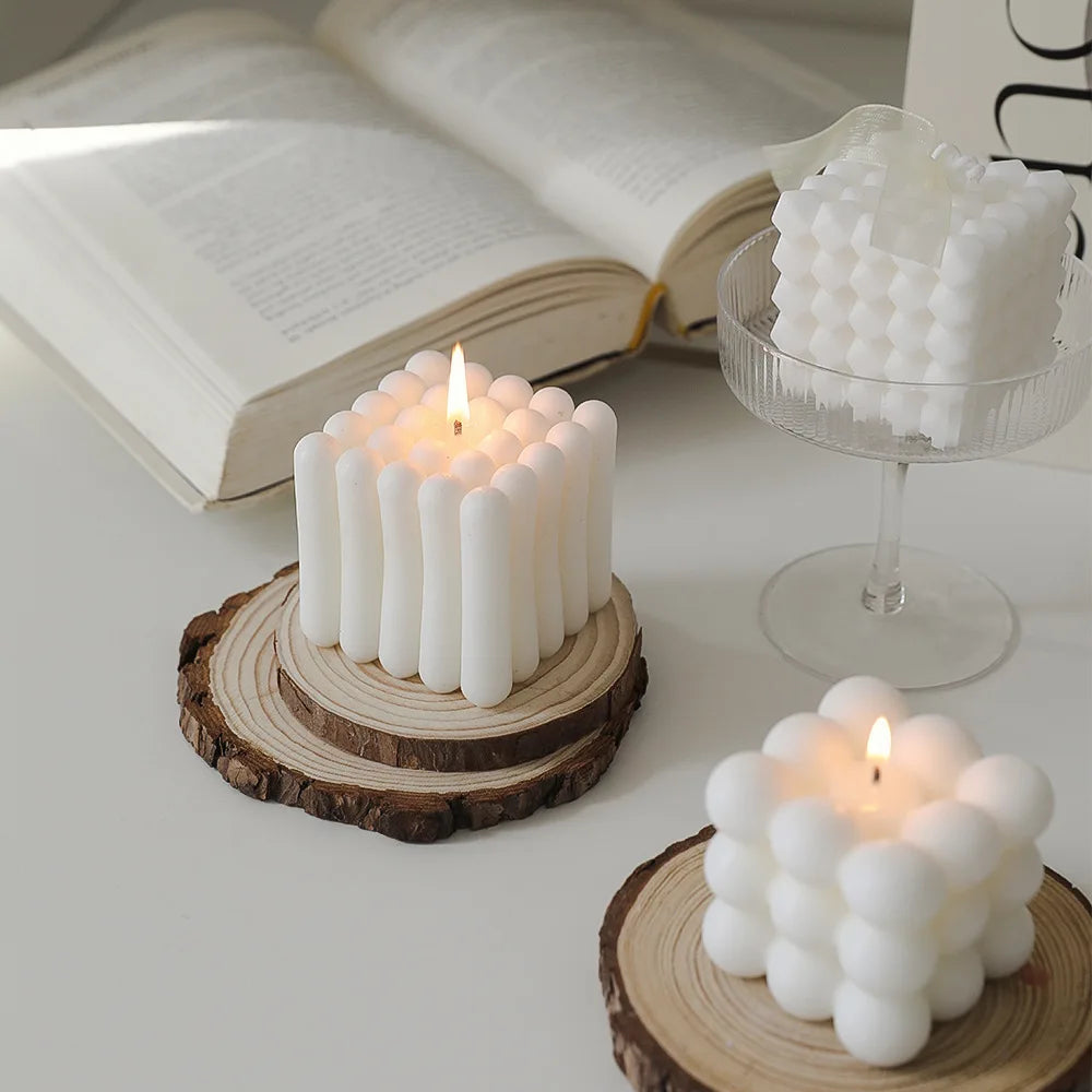 3D Bubble Cube Scented Candle Home Decoration Handmade Candles Wedding Birthday Candles Room Decor Props for Photos  Ins Style