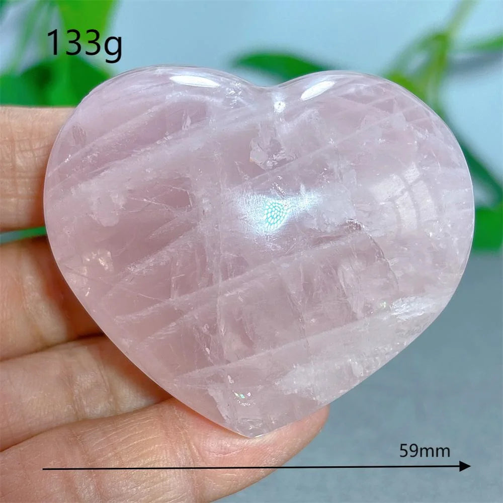 Rose Quartz Heart Crystal Natural Stone Quartz Stone Minerals Home Decoration Reiki Craft Gifts Energy Healing Luck Love