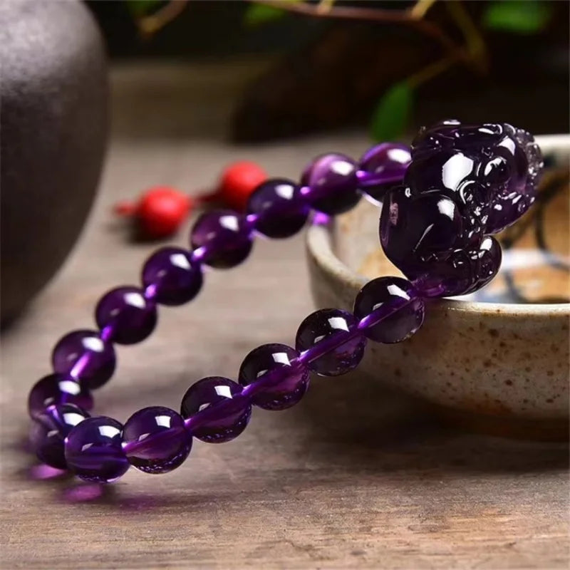 Super Natural Ice Transparent Amethyst Bracelet Beads Men Aid Academic Business Bracelets String Jewelr Accessories