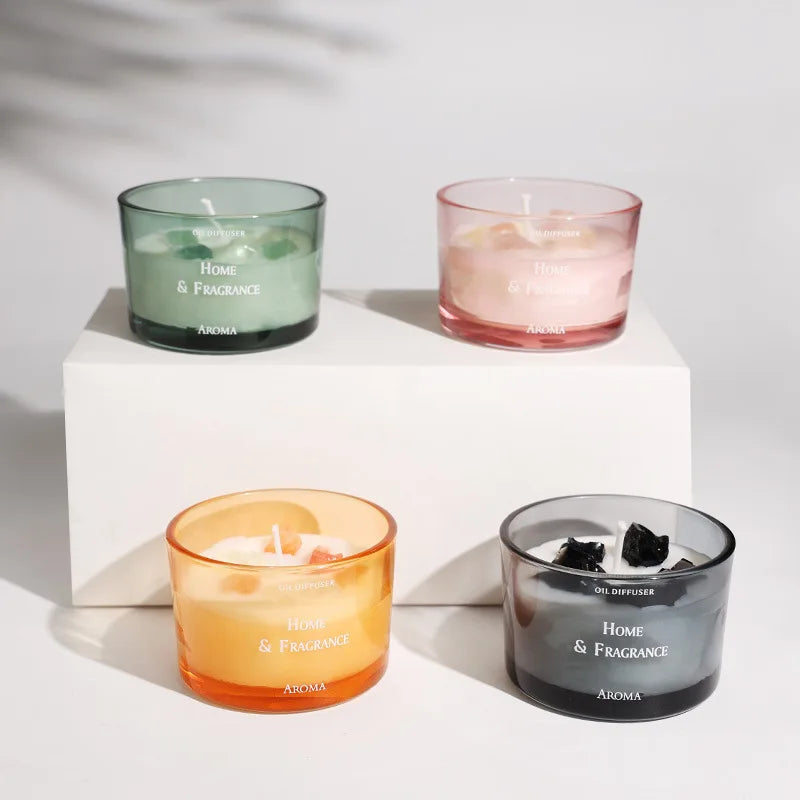 Handcrafted Crystal Scented Candles,  Light-scented Transparent Glass Cup Jar Candles, Festival And Birthday Gifts As Souvenirs