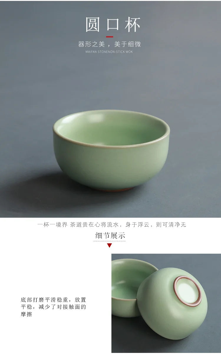 Creative Business Gift Ceramic Tea Set Teaware Geyao Ru Kiln A Pot of Six Cups of Tea Cups with Hand Gift Box Japanese TeaSet