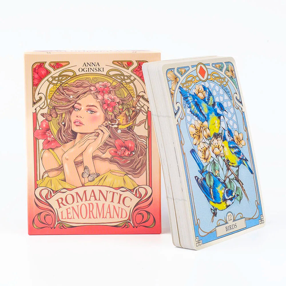 Romantic Lenormand Oracle Cards  37 Pcs Deck 10.2x7.2cm English Vision Art Nouveau Floral Motifs for Party Board  Playing Games