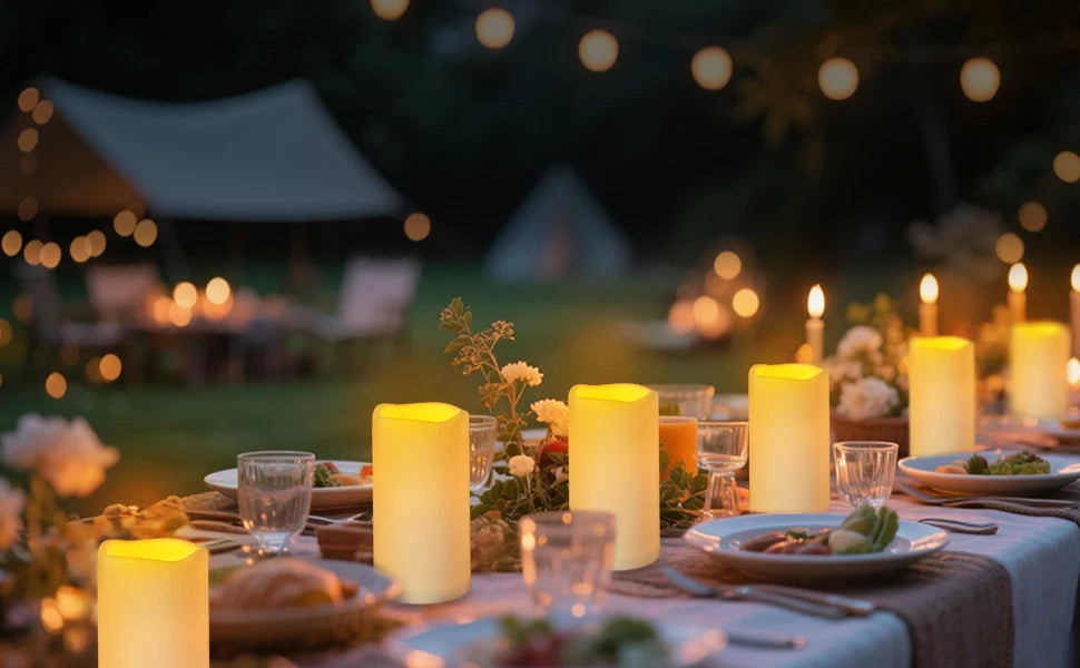 180-9Pcs Artificial Candles LED Flameless Candles for Wedding Led Candle Pillar Candles Flickering Candle for Decorative Concert