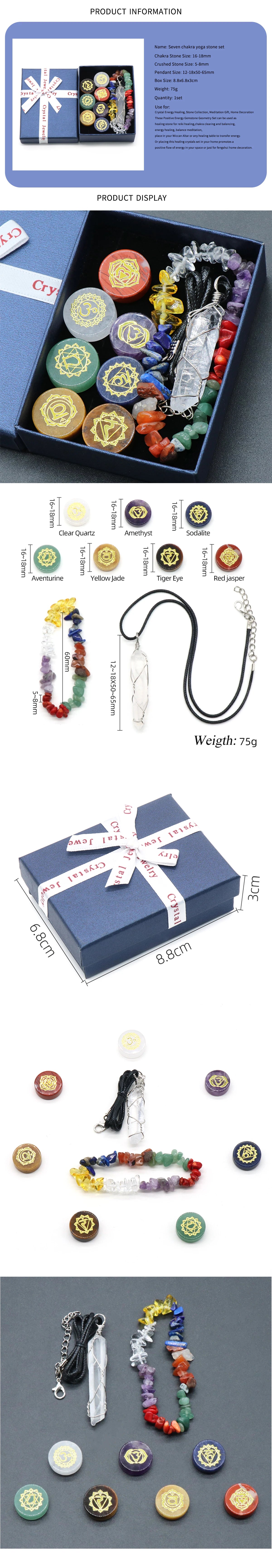 Natural Stone Elegant 7 Chakra Healing Stones & Quartz Bracelet Set Craft Stone Ornament Perfect for Home Decor, Harmony & Gifts