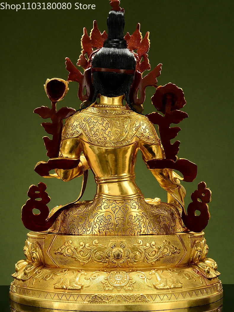 47cm Copper brass gilding White Tara buddha statue Tibet buddhism Guanyin Goddess sculpture Large size