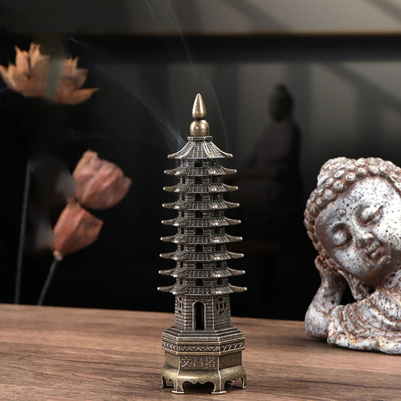 Chinese Pagoda Vertical Incense Burner Home Decor Sandalwood Burner 10.5cm Line Incense Stick Holder Incense Ornaments Tea Room