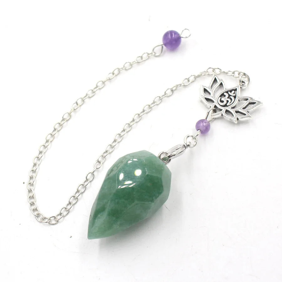 Natural Stone Pendant White Crystal Pendulums for Dowsing Divination Black Obsidian Tiger Eye Clear Quartz OM Pendulos x229